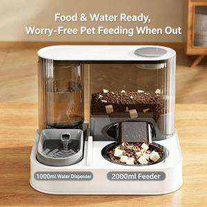 Automatic Pet Feeder and Water Bowl 2-In-1 Combo Smart Food Container with Water Dispenser Leak Proof for Cats Dogs