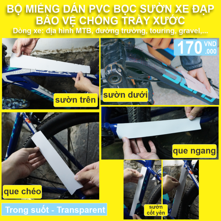 Miếng dán bọc sườn xe đạp chống trầy xước xe đạp địa hình/đua/touring ...
