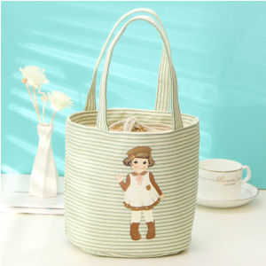 HANGDIAN(จัดส่งฟรีทั้งร้าน)กระเป๋าเก็บอุณหภูมิ ทรงกระบอกปาก แบบพกพาความจุขนาดใหญ่ถุงอาหารกลางวันอลูมิเนียมฟอยล์หนา กระเป๋าปิคนิค กระเป๋าผ้าเก็บอุณภูมิ ถุงผ้าญี่ปุ่นเก็บอุณภูมิ กระเป๋ามินิมอลสไตล์ญี่ปุ่นเก็บอุณภูมิกล่องข้าว กระเป๋าใส่กล่องข้าวอาหารกลางวัน