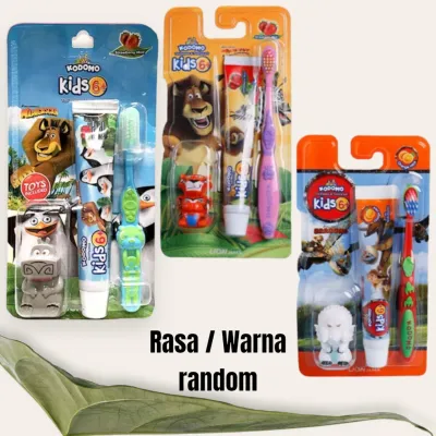 Sikat Gigi Anak Kodomo 2 in 1/ Pasta Gigi Anak / Odol Bayi / Rasa Warna Karakter RANDOM