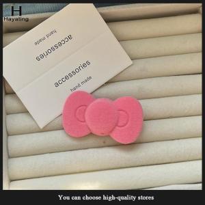 Hayating Sweet Cute Autumn Winter Flocking Bow Hairpin For Women Girls Fashion Hair Clip Side Clip Headwear Hair Accessories Gifts