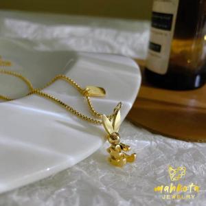 K85 Kalung Rantai Kombinasi Kelinci Unik Lucu Titanium Trend 2023 Korea Style