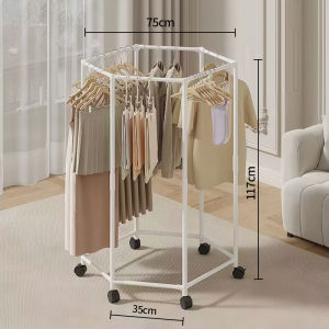 360° Movable Multifunctional Metal Floor-standing Coat Rack Home Clothes Storage Rack Dormitory Balcony Drying rack