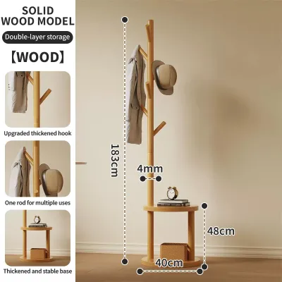 Solid Wood 183cm Bag Rack Stand Coat Rack Stand Cloth Rack Stand Shelves Rack for Home Furniture Bedroom Living Room