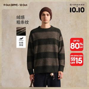 Giordano Men Bold stripe loose sweater Free Shipping 18055818