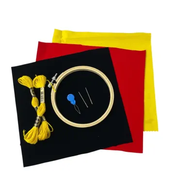 Sulaman Tekat Timbul Benang Emas Kain Baldu Seni RBT Sekolah / DIY Needlework Embroidery Gold Velvet Kit
