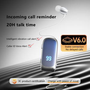 Digital collar clip type Bluetooth earphones for incoming calls vibration number reporting extension cable one to two last number unplugged cycling anti drop