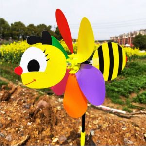 RJQFNG Plastic Cartoon Windmill Three Dimensional Colorful Animal Bee Six Colors Windmill  Wind Spinner Garden Yard Decor