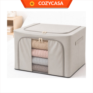 【CozyCasa】 Stackable Fabric Storage Organizer | Foldable Steel Frame & Clear Window