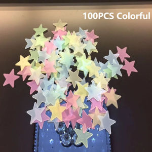 100Pcs Glow in The Dark Stars Stickers for Ceiling Kids Room Wall Decor Dreamy Winter Nightscape