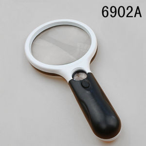 White Magnifying Glass Handheld 45X Magnifier With 3 LED Light For Reading Magnifying Glass Jewelry Loupe