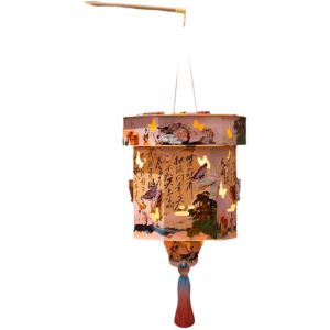 HIROCHAO Lightweight Mid-Autumn Festival Lantern Glowing Paper Hanging LED Lantern Portable Traditional Handheld Lantern Kids