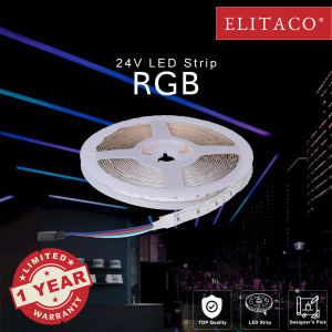 ELITACO 24v 600LEDs 5m Aurora RGB LED Strip Dimmable Color Changing Light Lampu Party Gaming Bedroom Studio 5050