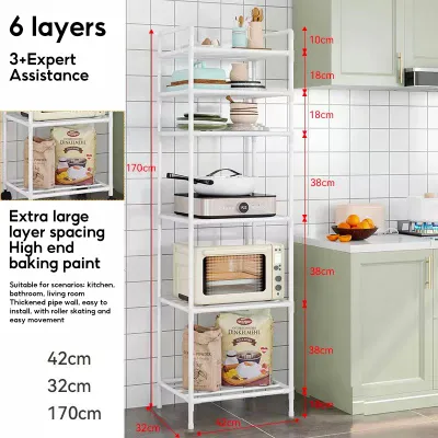 Microwave Oven Storage Rack With wheels Oven Rack Kitchen Rack Floor Multi-Level Bathroom Rack Rak Dapur
