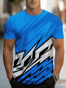 Mens Modern Minimalist Sports Casual T-Shirts Short Sleeve Casual Tops Lightning Pattern Breathable Trendy Outfit Mens T-Shirt