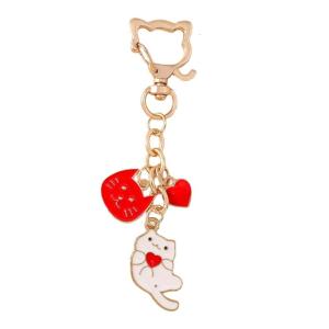 Mèo sáng tạo phụ kiện túi in hình thú Keychain Móc khóa kim loại túi Mặt dây chuyền Ba lô kiểu dáng cho phụ nữ và trẻ em gái