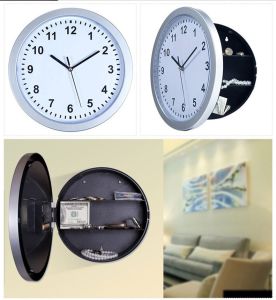JD-26 Jam Analog Bulat Dinding Ada Hidden Storage Box Seperti Brankas Safety Box Safe Clock