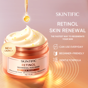 SKINTIFIC - Retinol Skin Renewal Moisturizer 30g | Retinoid Memudarkan Garis Halus Memudarkan Kerutan Menghaluskan Tekstur Kulit Anti Aging Menyamarkan Garis Halus Meratakan Warna Kulit