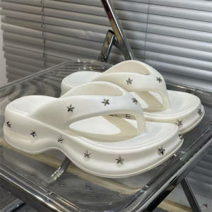 Free Shipping 5.0 Thick-Soled Height-Increasing Star-Patterned Sandals For Women Perfect For Outdoor Wear In Summer New Style Flip-Flops Fashionable Platform Sandals