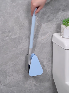 Long Handle Toilet Brush and Holder Set for Bathroom Clean with Self-opening and Leak-proof Base Nail-free Installation
