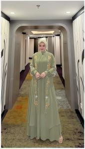 GamisYasmina Bordir Bunga Atas Bawah Set Hijab Sangat Cocok Buat Busui Model Elegan Dan Mewah Bisa Di Pakai Semua Acara