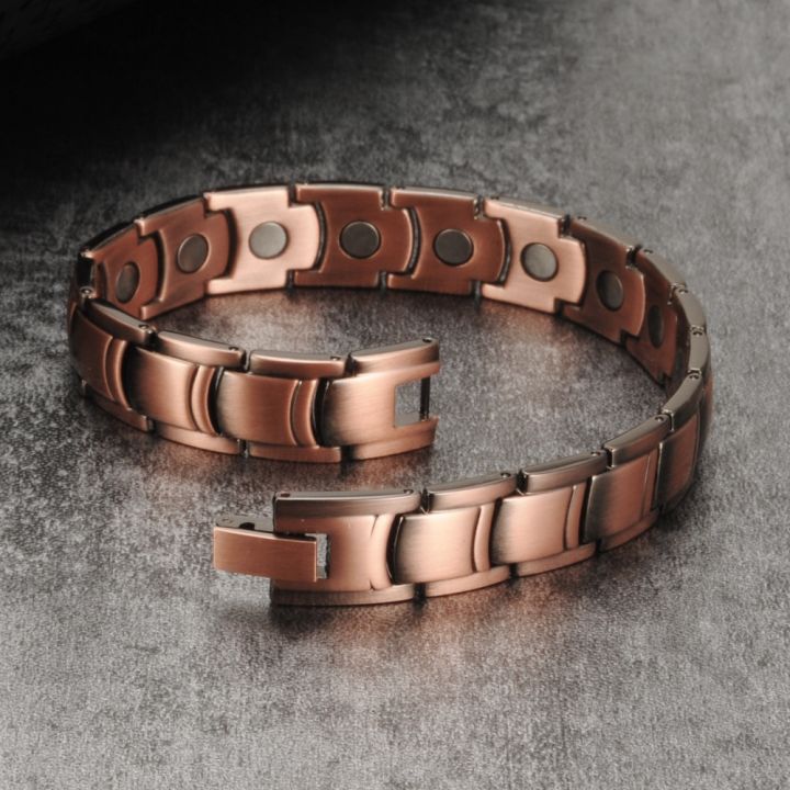 Magnetic Pure Copper Bracelet Men 12mm Wrist Band Copper