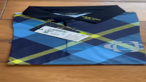 Áo polo golf Aristino APSG26S3 xanh biển kẻ vải thun lạnh mềm mát