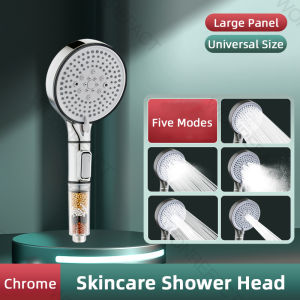 5 Mode High Pressure Shower HeadAdjustable Shower Multifunction One Click Stop Water Negative Ion Filtration Shower Head Bathroom Accessories