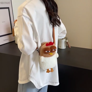 Soft Plush Chicken Shoulder Bag for Coins and Small Items Fashion Crossbody Purse Satchel Kids Gift
