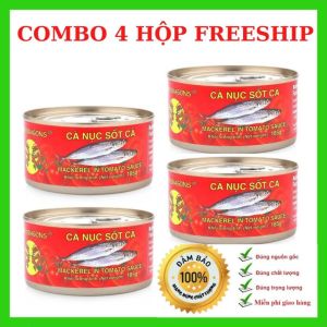 [COMBO 4 HỘP MIỄN SHIP] Cá hộp Cá nục hộp cá trích sốt cà chua thơm ngon bổ rẻ 185gr