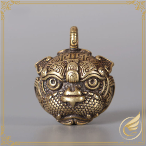 Móc Khóa Lục Lạc Khắc Hoa Văn Lân Sư Bằng Đồng Thau Quả Nhạc Lục Lạc Đeo Cổ Cho Thú Cưng - Đồ Đồng Thuận Tâm