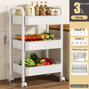 3/4 Tiers Metal Mobile Bathroom Trolley Cart Organizer Kitchen Shelf Rack Shelf Storage Rack With Wheel
