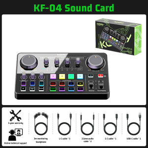 KOORFLY KF04 Live Sound Mixer built-in 48V PhantomPower 8Sound Effects Bluetooth Universal Audio Interface for Recording