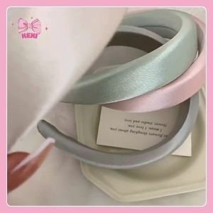 Bờm tóc vải Lụa Satin Bóng phong cách Hàn Quốc cao cấp băng đô cài tóc bản to đệm phồng màu trơn