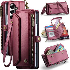 Crossbody Lanyard Leather Zipper Flip Card Holder Wallet Case For Samsung Galaxy Z Fold 8 UltraKickstand Protection Phone Cover
