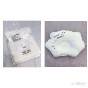 Combo Ủ choàng+chăn lưới+gối mây Bebe Comfort cho bé từ sơ sinh có 3 màu xanh hồng trắng