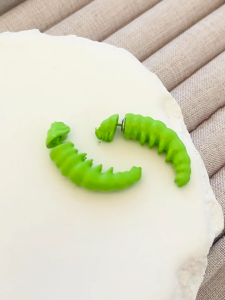 Whimsical Green Worm Drop Earrings Portable Accessory Handmade Decoration for Casual Wear Outfits and Daily Use