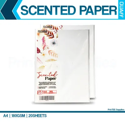 PrinTEE - QUAFF Scented Paper White 180gsm A4 size for Book Marks | Invitations | Calling Card (20sheets)