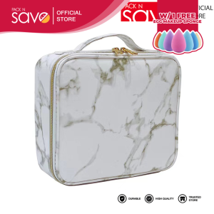 The Marble Grain Travel Makeup Cosmetic Case Storage Bag Holder Organizer 2 Layered Professional Portable makeup Brush Pouch Holder Premium Storage Bag