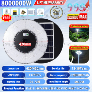 【Lifetime Warranty】UFO solar light outdoor waterproof IP67 solar street light 500000W garden lamp Automatic spot light with sense remote control