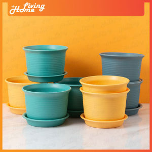 Plastic Round Flower Pot With Saucer Plate Tray/Pasu Bunga Plastik