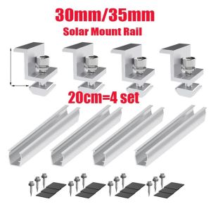 【COD/Original】12pcs Solar Panel Bracket Aluminum PV Rail Fastening Module Trapezoidal Roof Mount Solar Rail End And And Middle Clamps