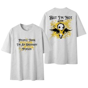 เสื้อสกรีนคู่หน้า-หลัง Oversize เสื้อยืดแฟชั่นวัยรุ่น ผ้าCotton100% Printed T-Shirt  68237#