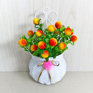 Sampai7an PBP36 / Tanaman Hias Plastik Artificial Pot Bunga Gantung Buah Daun Dekorasi Ruangan Ornamen Pajangan Cantik / COD