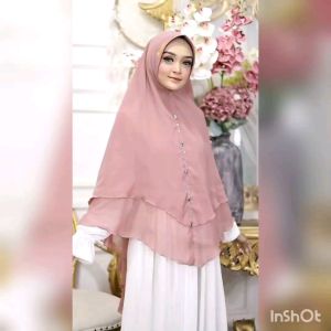 (COD) JILBAB KHIMAR SYARI JUMBO 2 LAYER CERRUTY || KHIMAR CERRUTY