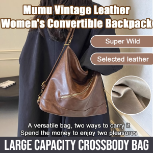 Vintage Leather Womens Convertible Backpack Large Capacity Crossbody Bag Women Casual Sports Fitness Backpack Minimalist Style Shoulder Bag
