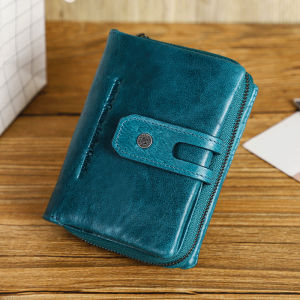 กระเป๋าใส่เงินกระเป๋าเก็บบัตรบานพับเหรียญกระเป๋าซิปขนาดเล็กแฟชั่นกระเป๋าสตางค์ใบสั้นรองเท้าหนังแท้สตรี