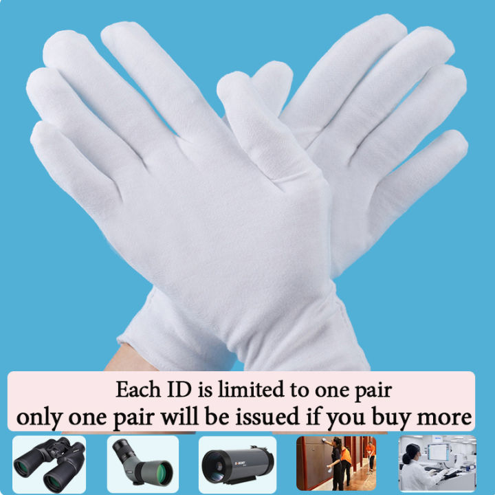 High Quality Cotton Elastic Soft White Gloves (1 Pair