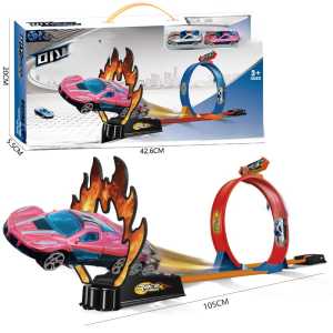 Mainan Mobil Per Ketapel Lintasan Rail Berputar / Racing Track Spring Car