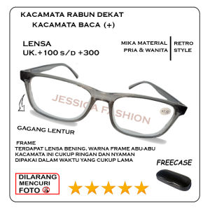Kacamata Fashion Paling Bestseller Frame Abu Bening Kacamata Plus RABUN JARAK DEKAT Tersedia Ukuran +1.00 sampai +3.00 Bentuk Kotak Frame Ujung Gagang Lentur - BISA UNTUK PRIA WANITA - FREE CASE KACAMATA